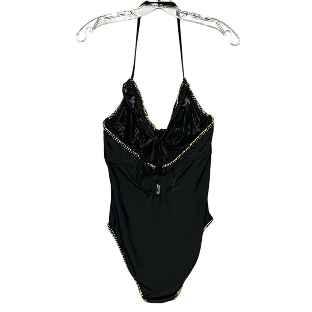 Figleaves Fuller Bust Embroidered Double Strap Swimsuit 34DDD Black One Piece - Picture 6 of 14